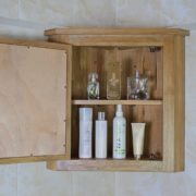 Open Oak Mirror Bathroom Storage Cabinet