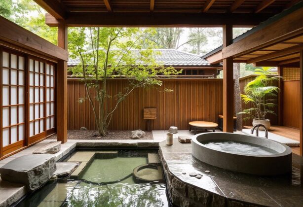 Japanese-Style Outdoor Bathroom (Onsen)