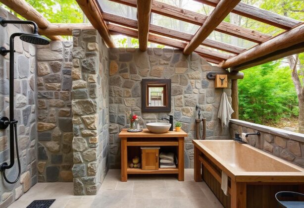 Rustic outdoor bathroom