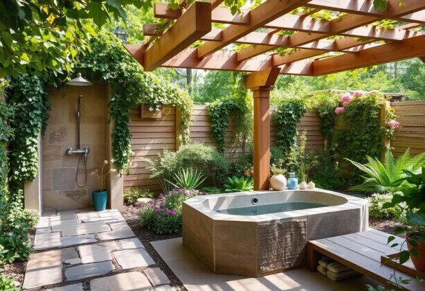 garden-integrated outdoor bathroom