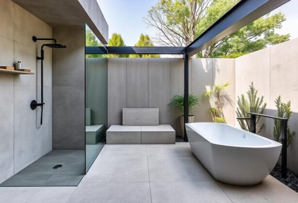 minimalistic outdoor bathroom