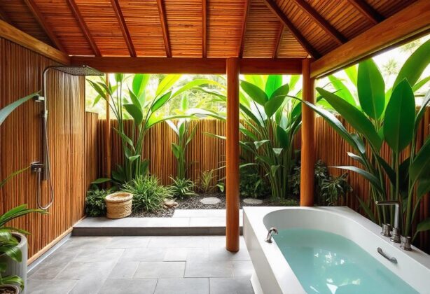 tropical outdoor bathroom