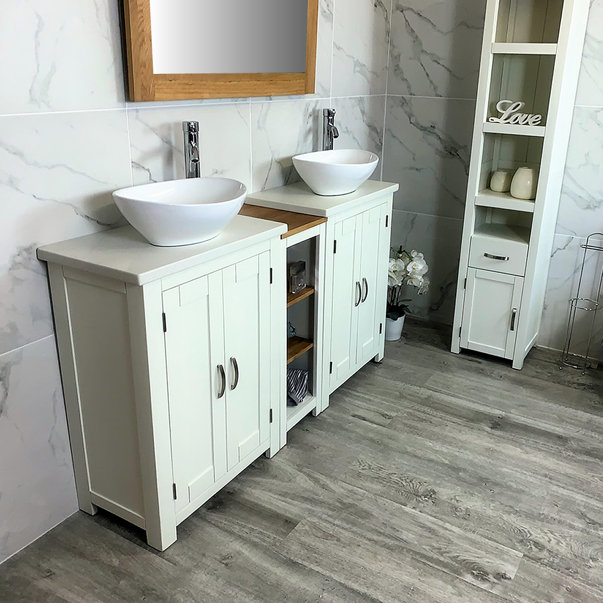 Bathroom Painted Vanity Unit Corner Painted Sink Cabinet With Oak