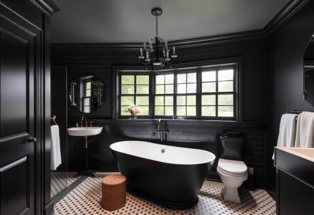 bold black bathroom