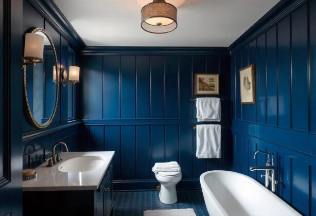 navy blue bathroom